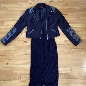 🍂 Suede Motorcycle Jacket with woven detail